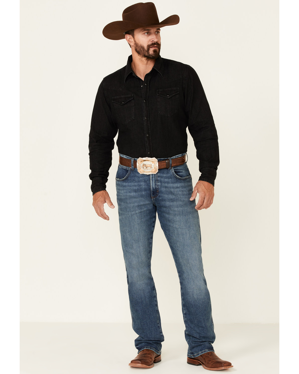 Stetson Men's Solid Black Denim Long Sleeve Snap Western Shirt | Boot Barn