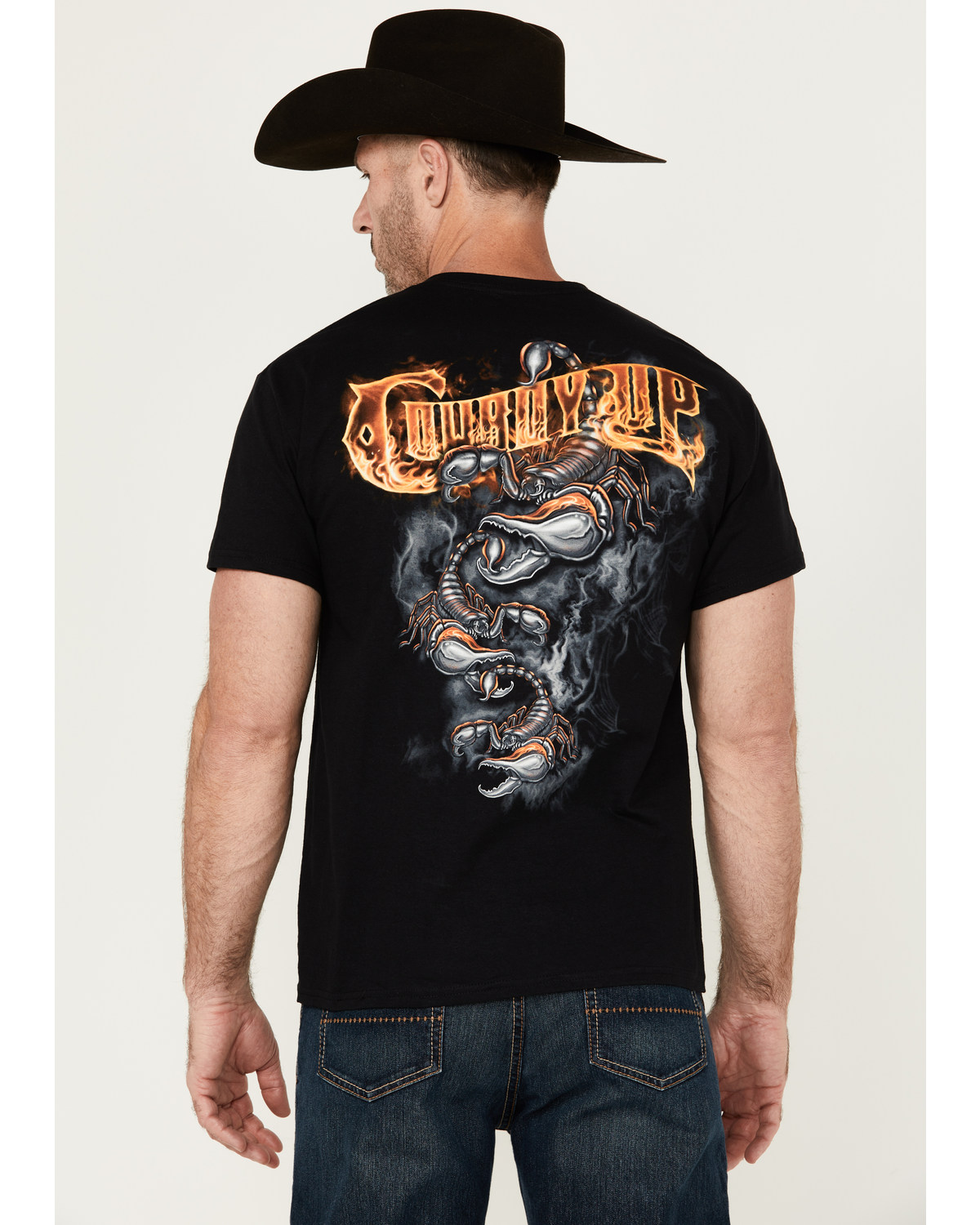 Cowboy Up Men's Triple Scorpion Short Sleeve Graphic T-Shirt