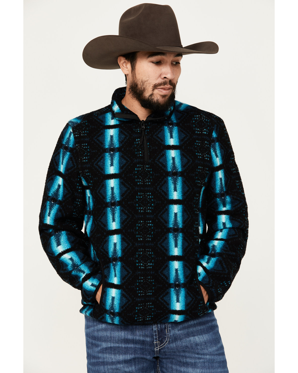 Rock & Roll Denim Men's Southwestern Print Berber Pullover
