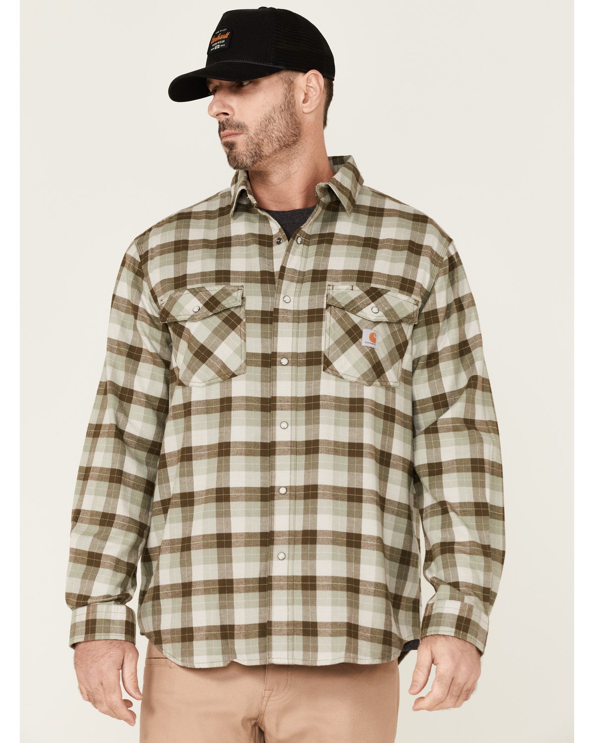 Carhartt Men's Green Plaid Rugged Flex 