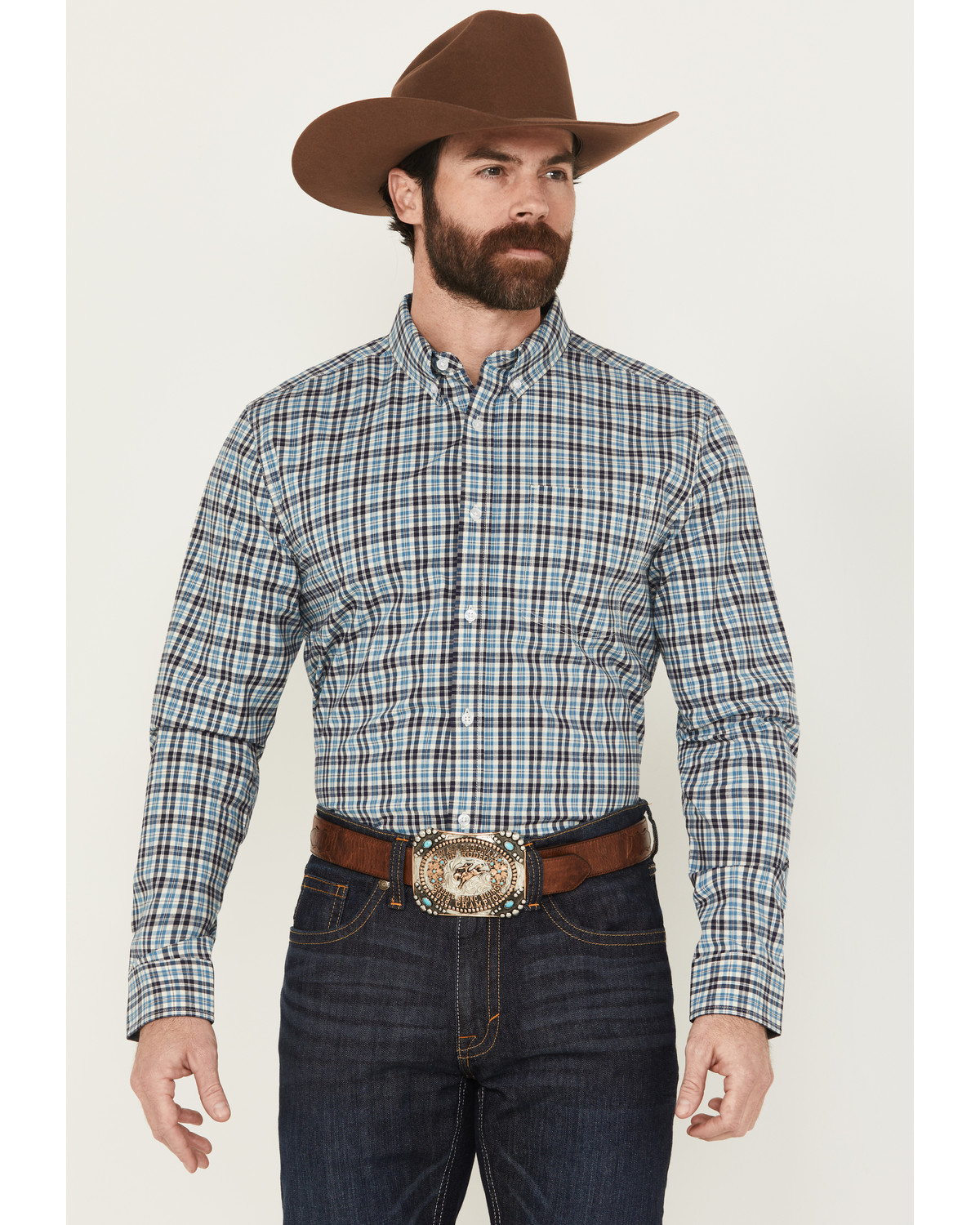 Cody James Men's Bob Plaid Print Long Sleeve Button-Down Western Shirt