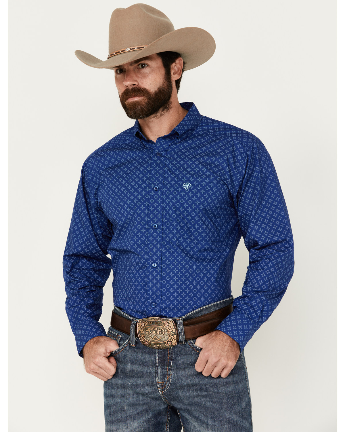 Ariat Men's Peterson Geo Print Long Sleeve Button-Down Western Shirt