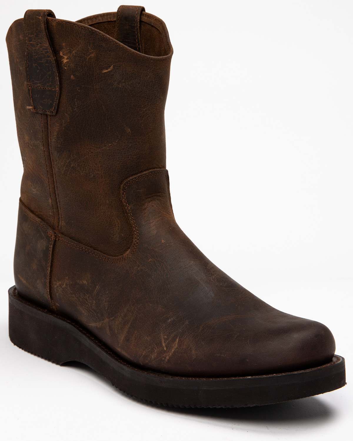 round toe pull on boots