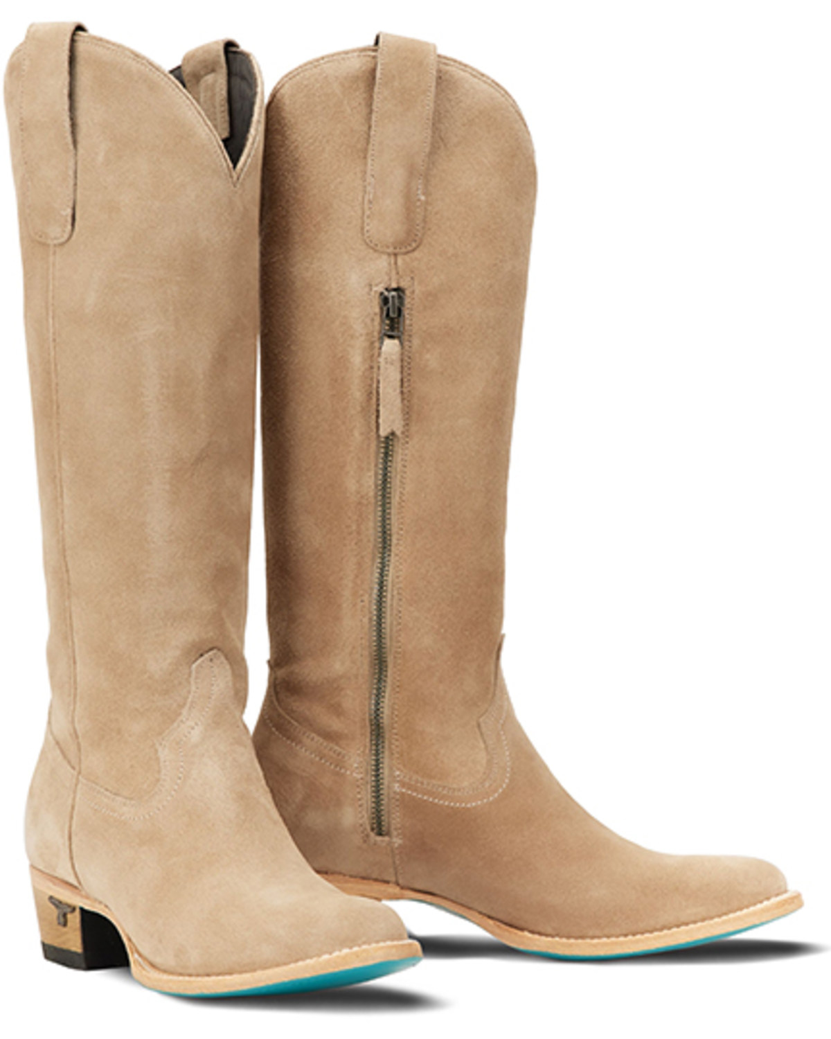 Lane Women's Plain Jane Suede Tall Western Boots - Round Toe