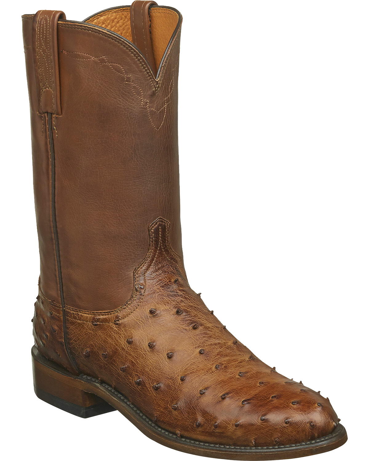 ostrich skin roper boots