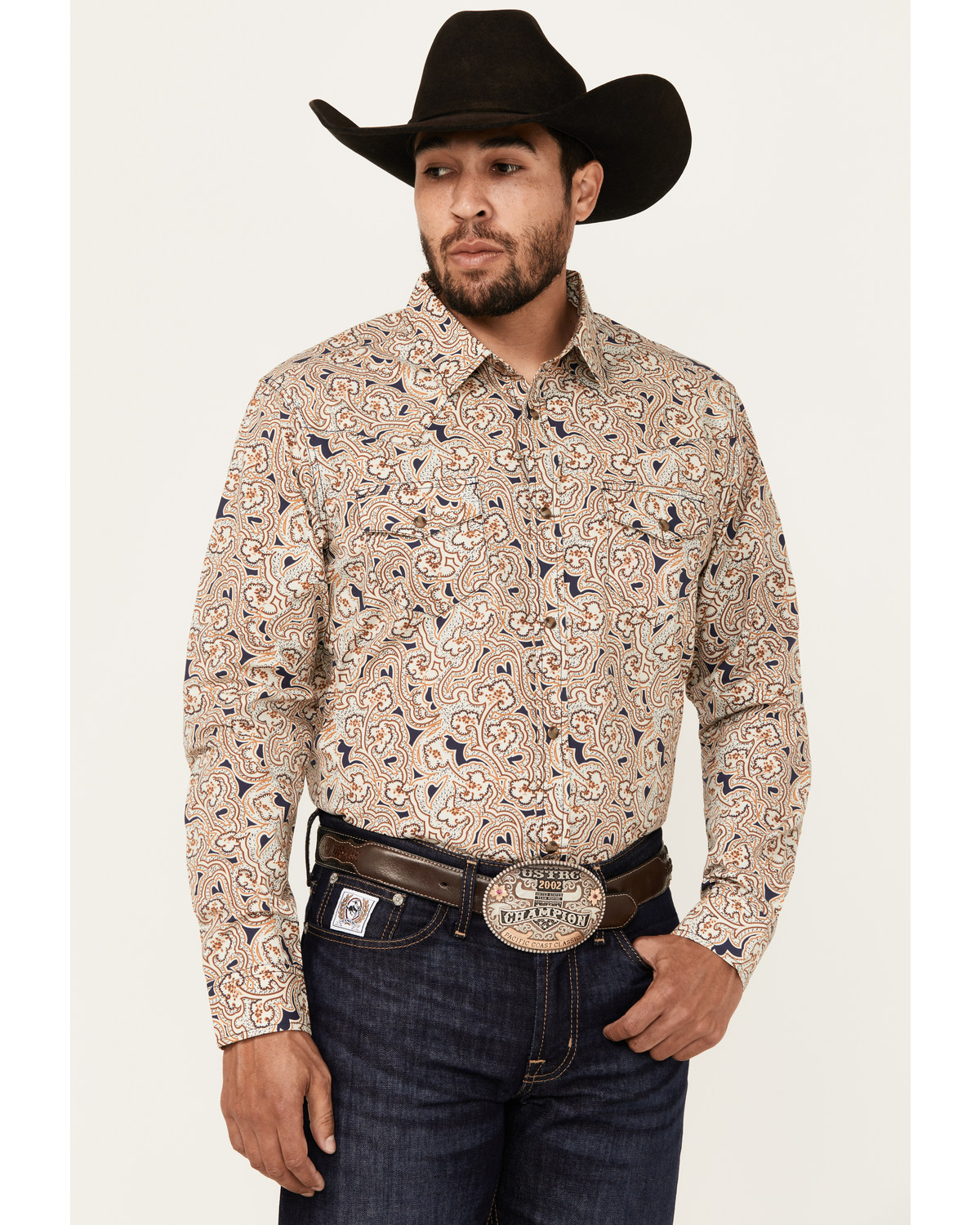 Gibson Men's Jackpot Paisley Print Long Sleeve Snap Western Shirt