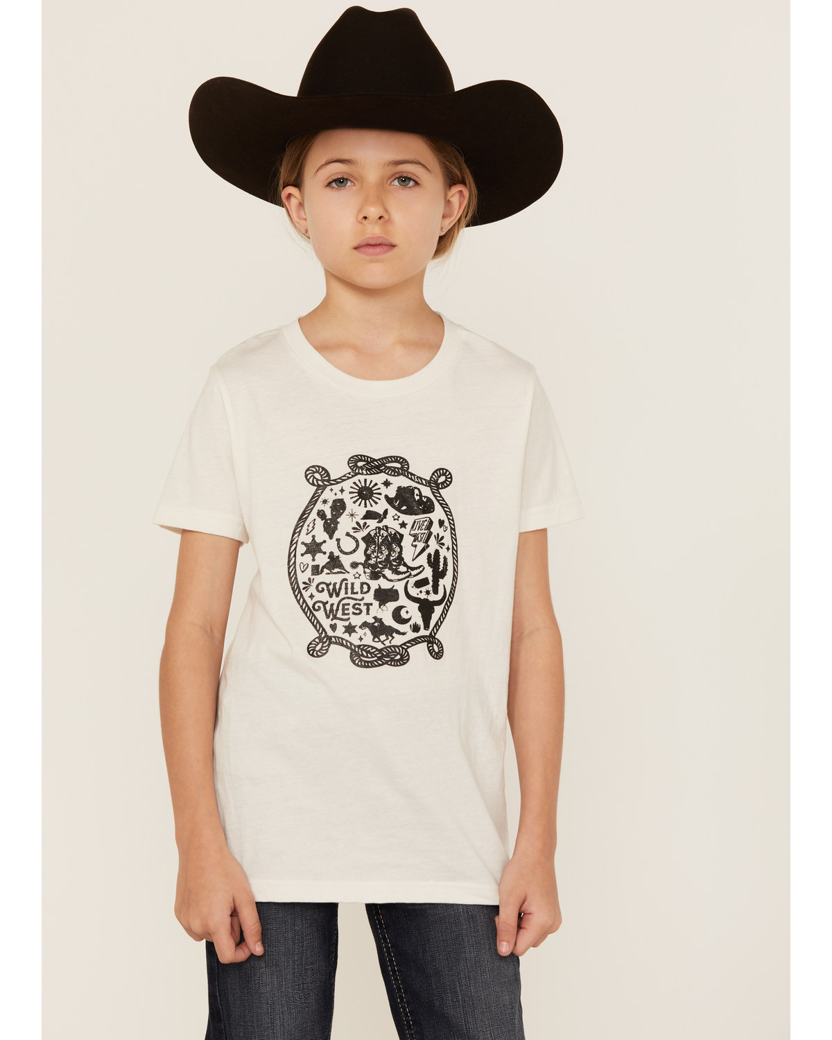 Ali Dee Girls' Wild West Short Sleeve Graphic Tee