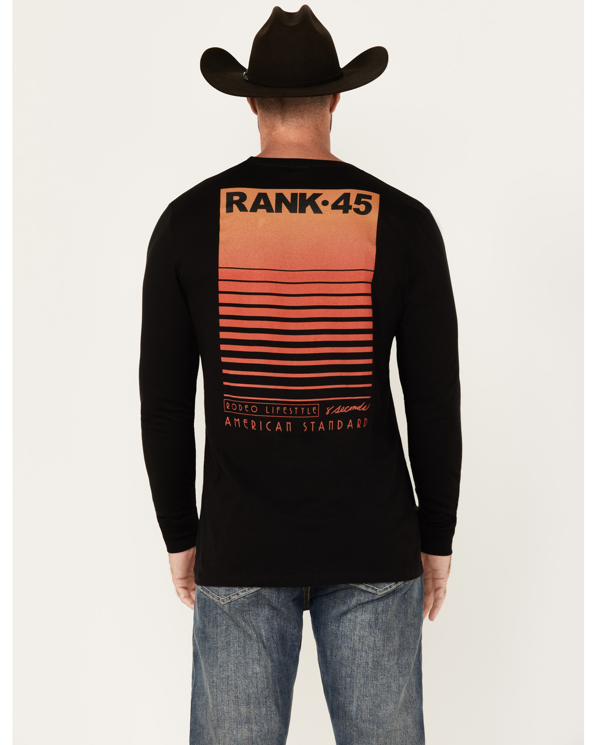 RANK 45® Men's Raw Rodeo Logo Long Sleeve Graphic T-Shirt