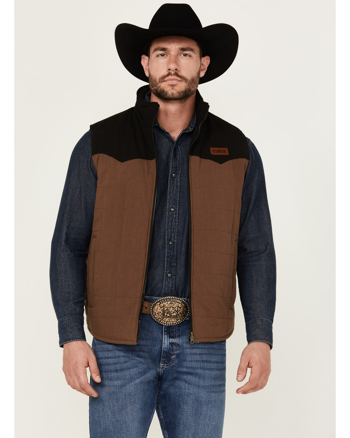 Cinch Men s Lightweight Wool Colorblock Zip Front Vest Pueblo Mall