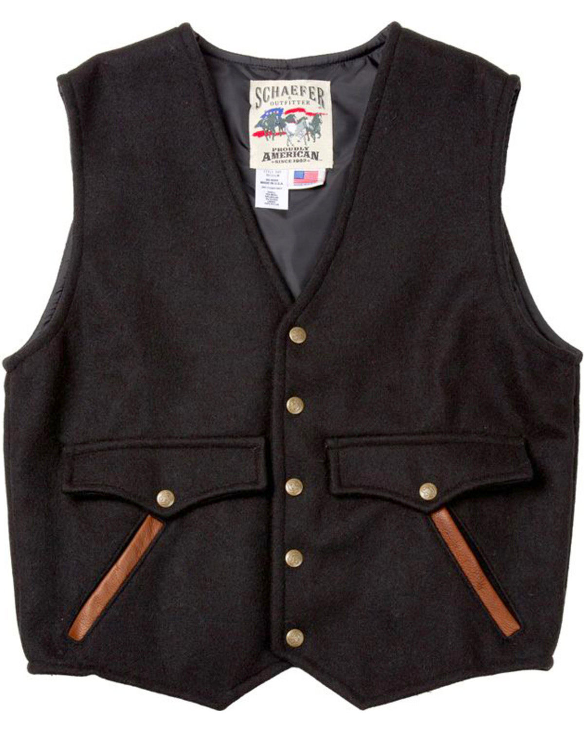 Schaefer Outfitter Men S Black Stockman Melton Wool Vest Boot Barn