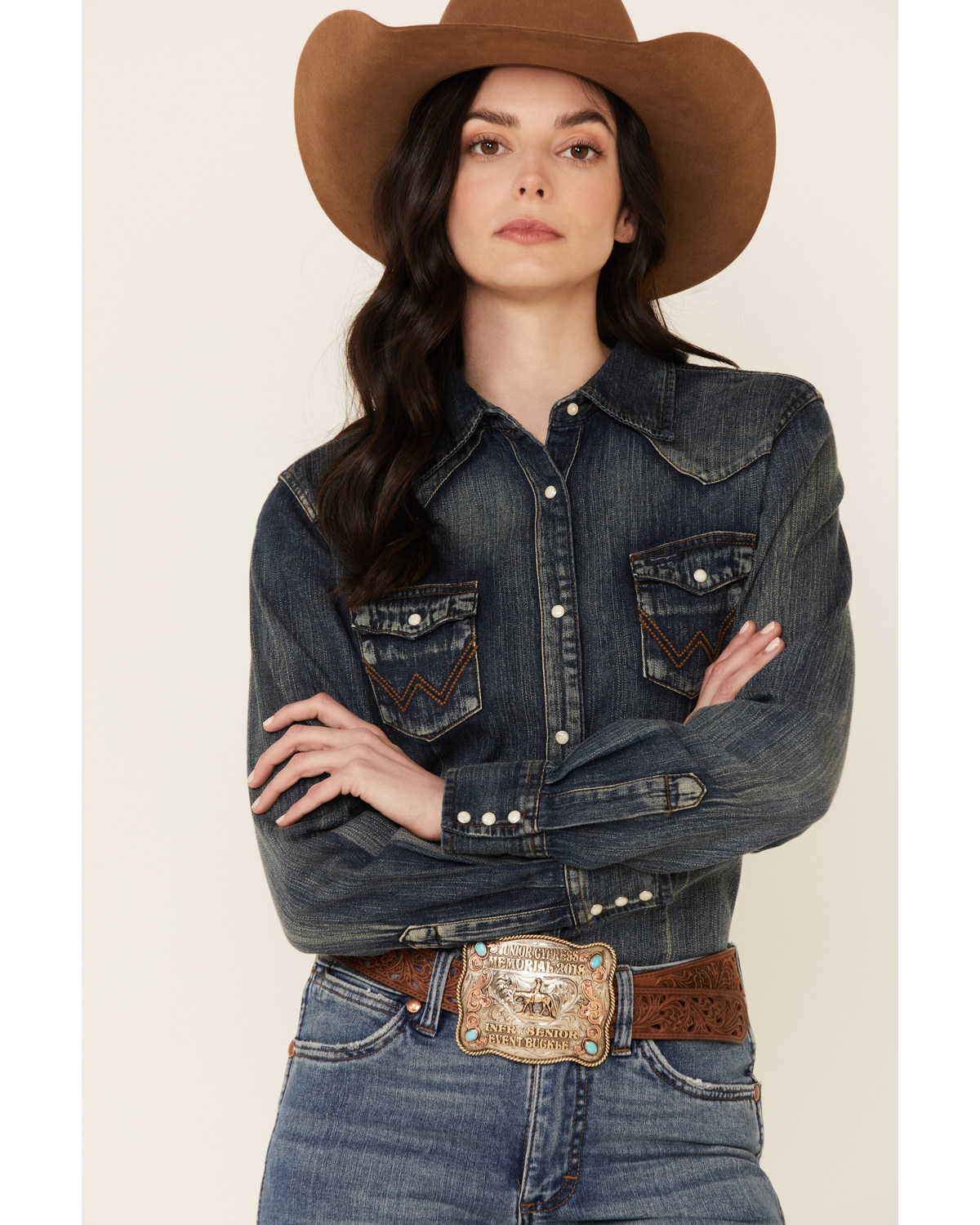 Wrangler Women's Long Sleeve Vintage Denim Shirt