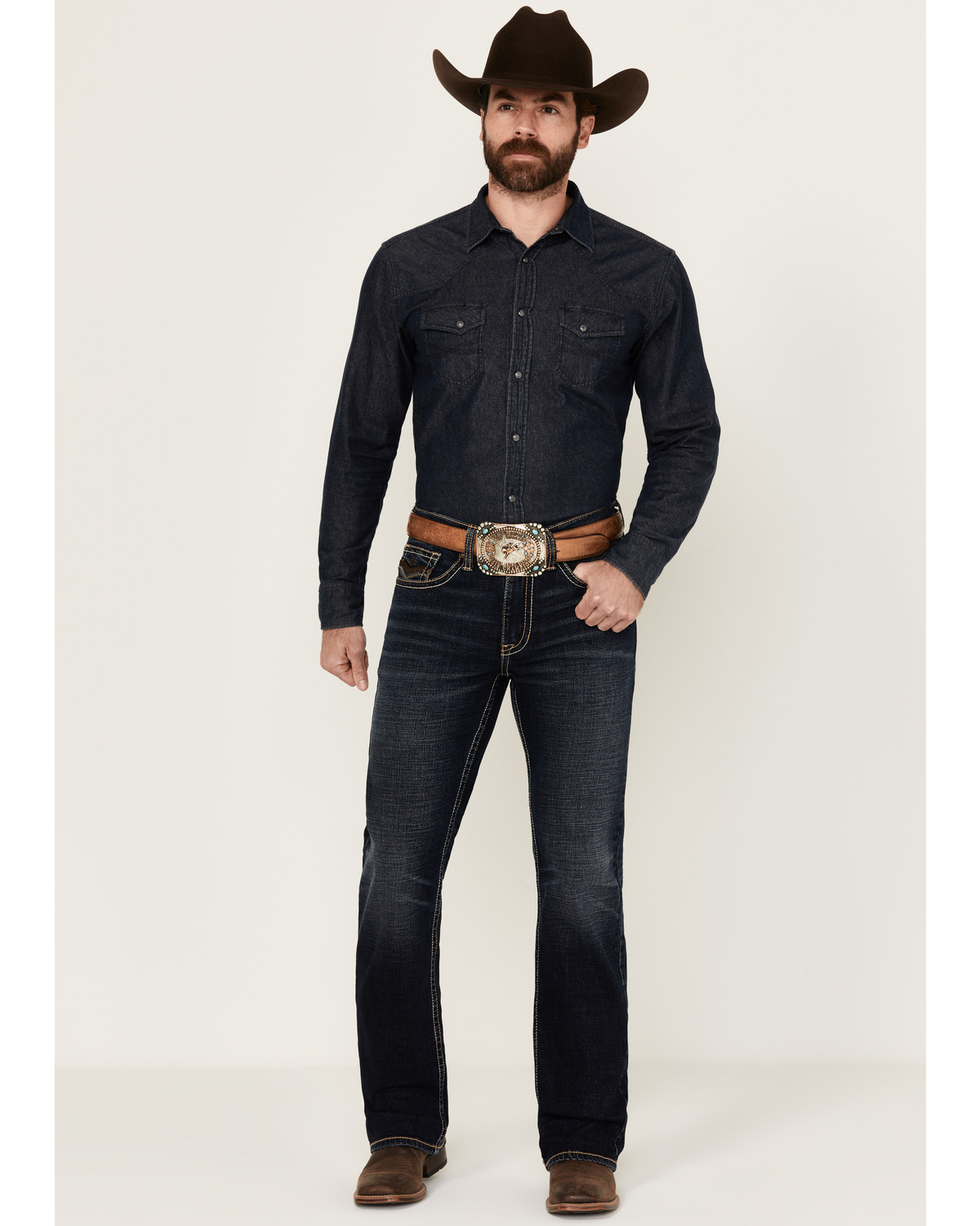 Cody James Men's Night Ranger Wash Wyatt Slim Bootcut Stretch Denim Jeans