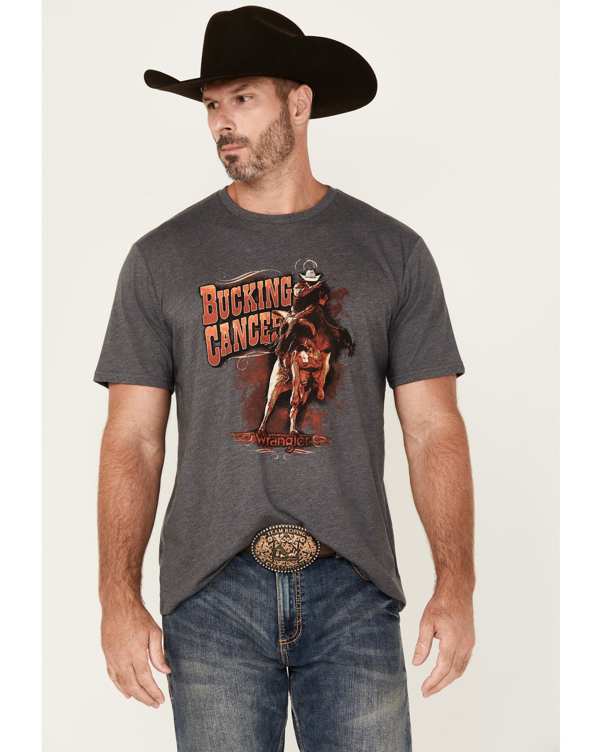 Wrangler Men's Bucking Cancer Short Sleeve Graphic T-Shirt