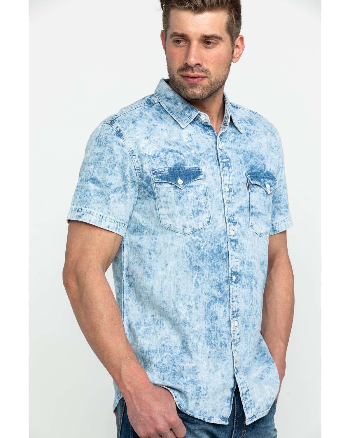 levi denim shirt short sleeve