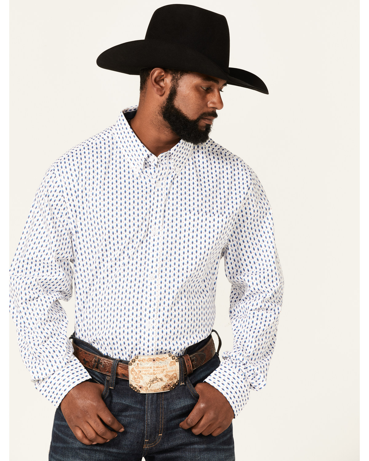 RANK 45® Men's Trained Geo Print Long Sleeve Button-Down Western Shirt