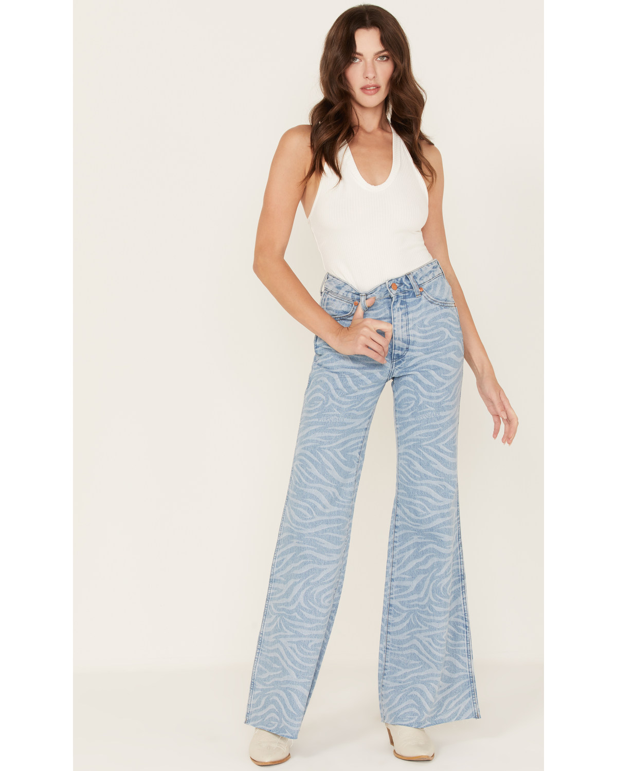 LASER LOGO CROPPED JEANS