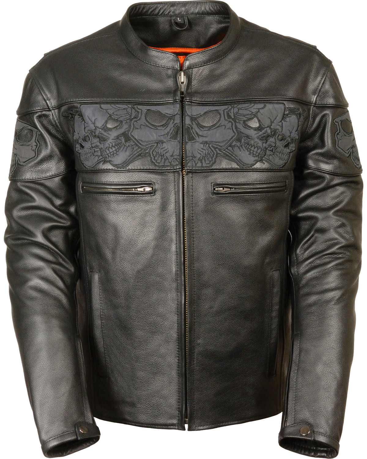 Milwaukee Leather Men's Reflective Skull Crossover Scooter Jacket