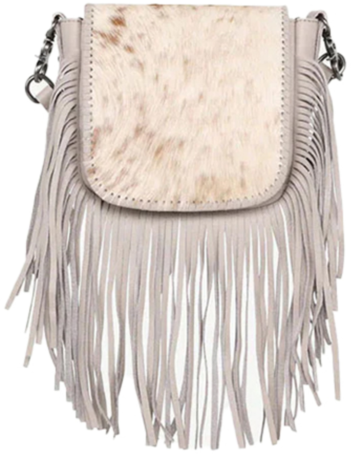 Montana West Women's Hair-On Collection Fringe Crossbody Bag