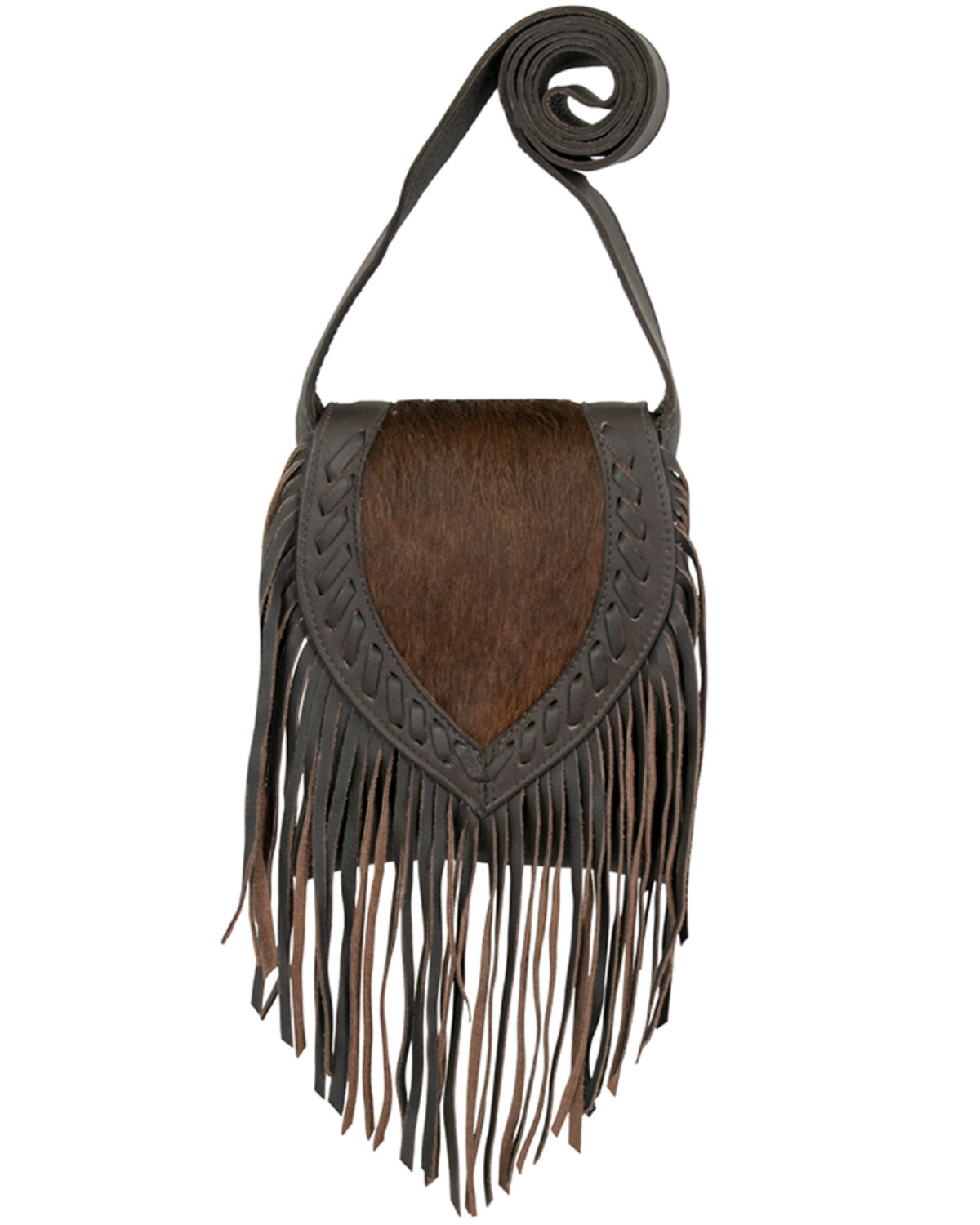 American West Women's Brindle Hair-On Fringe Saddle Crossbody