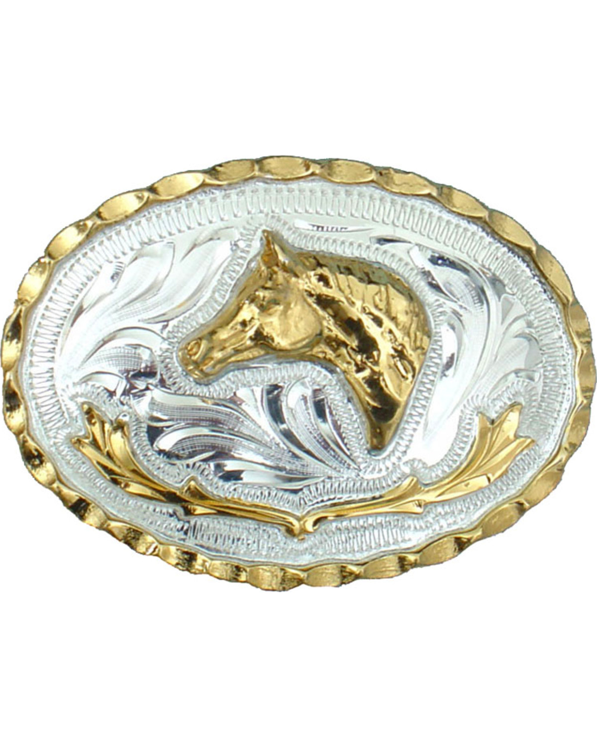 Western Express Men's Silver Small Horsehead German Belt Buckle