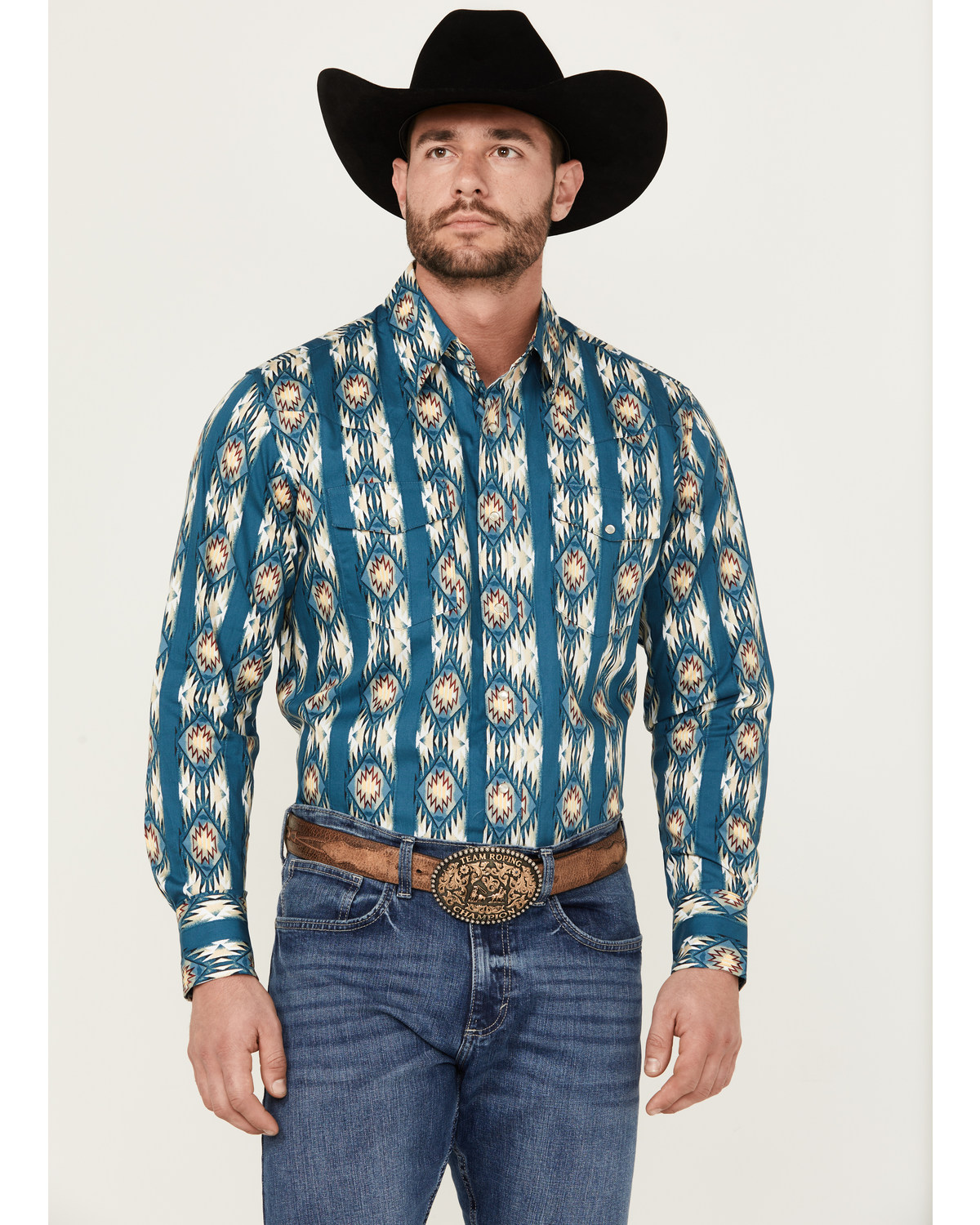 Wrangler Men's Checotah Long Sleeve Pearl Snap Western Shirt