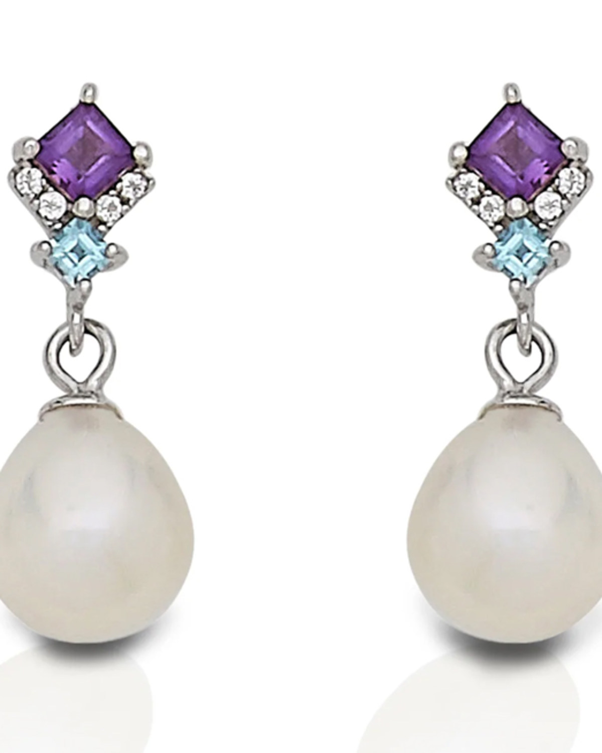 Kelly Herd Women's Amethyst & Topaz Teardrop Pearl Earrings