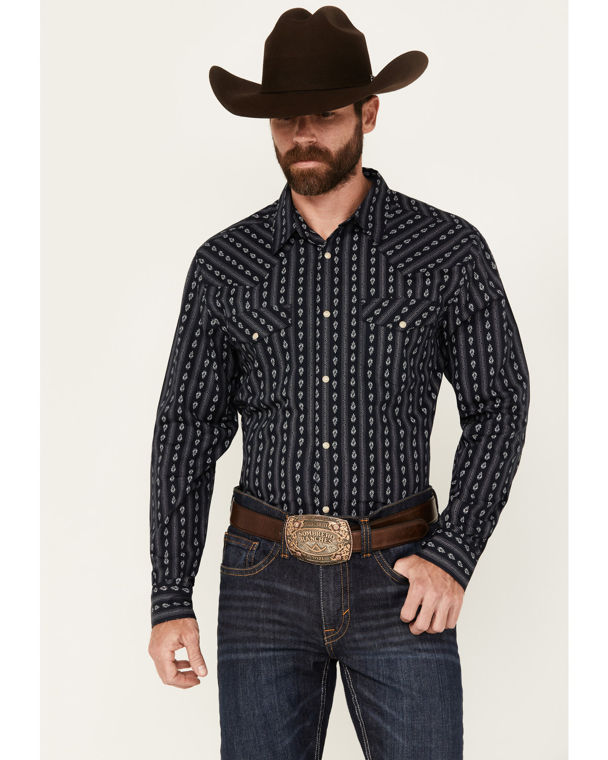 Gibson Trading Co Men's Shock Striped Print Long Sleeve Snap Western Shirt