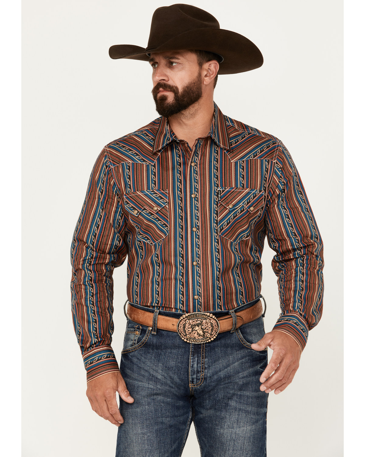 Cinch Men's Serape Striped Long Sleeve Snap Western Shirt
