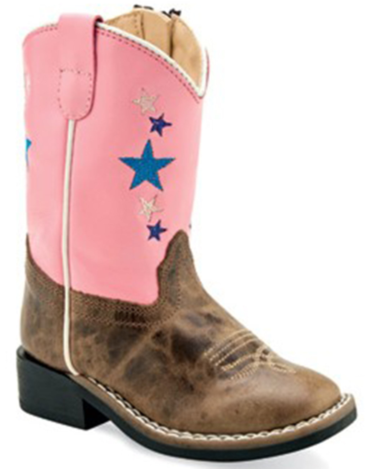Old West Toddler Girls' Stars Western Boots - Broad Square Toe