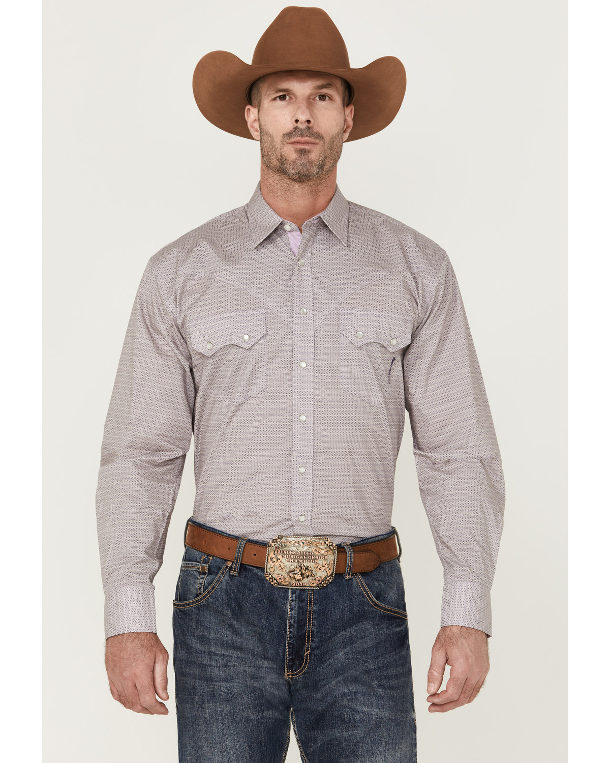Resistol Men's Arcadia Geo Print Long Sleeve Pearl Snap Western Shirt