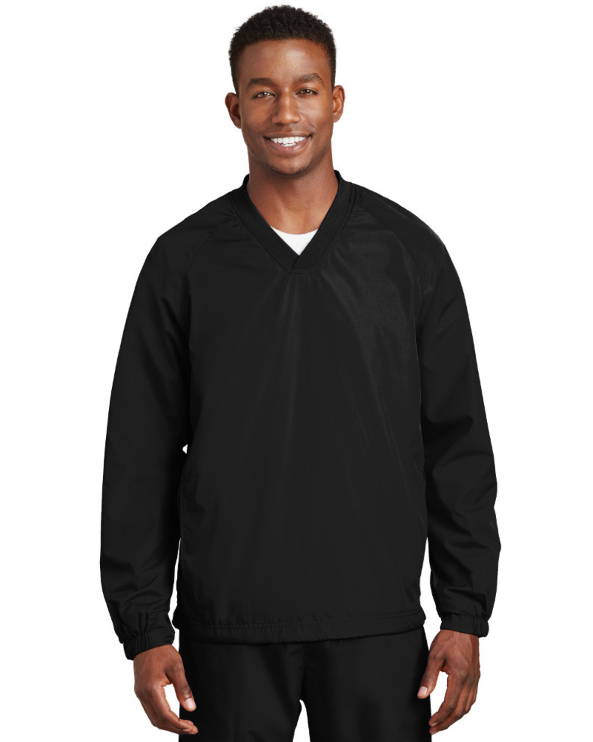 Sport-Tek Men's V-Neck Raglan Wind Work Shirt Jacket