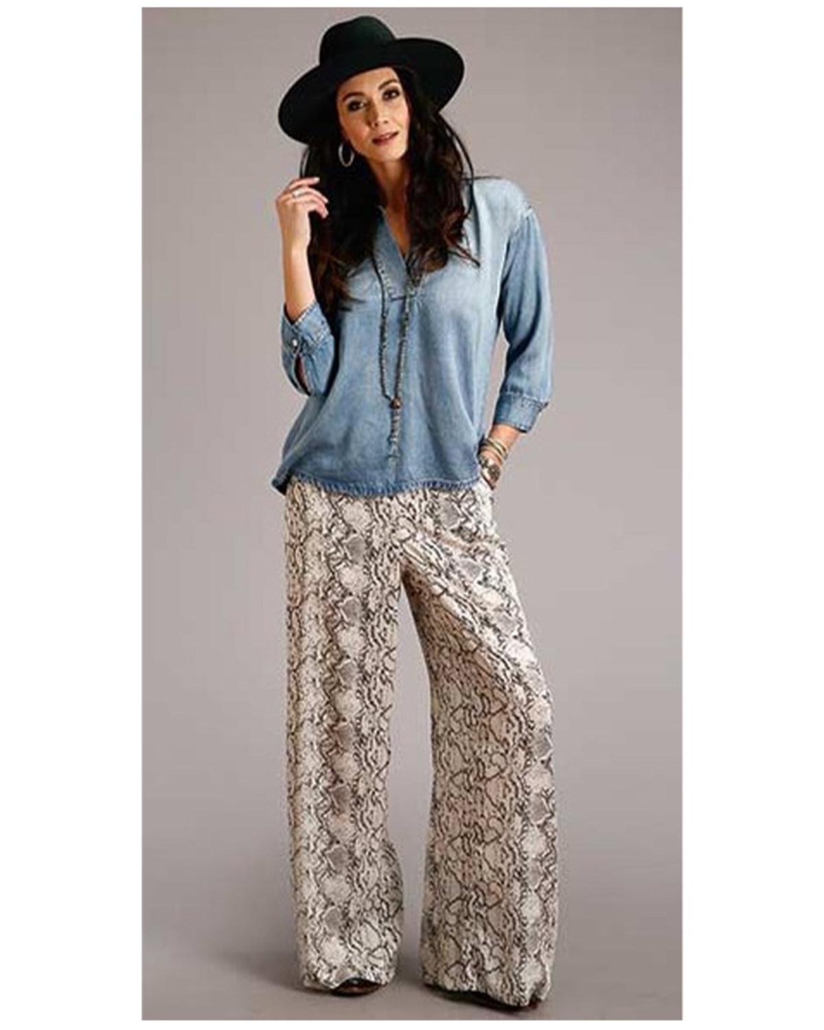 snake print straight leg trousers