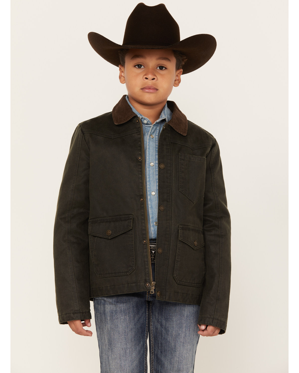 Cody James Boys' Rancher Faux Oil Skin Field Jacket