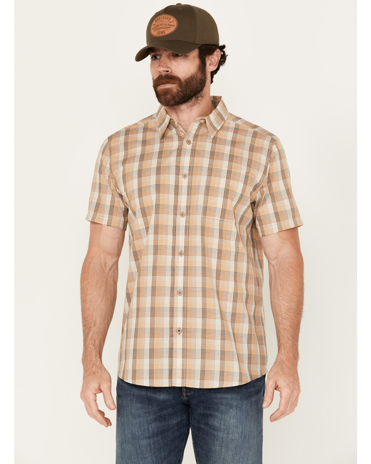 Cody James Men's Anderson Plaid Print Short Sleeve Button-Down Western Shirt