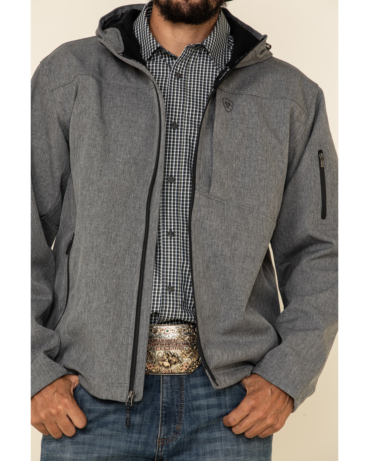 Ariat Men's Charcoal Vernon Hooded Softshell Jacket | Boot Barn