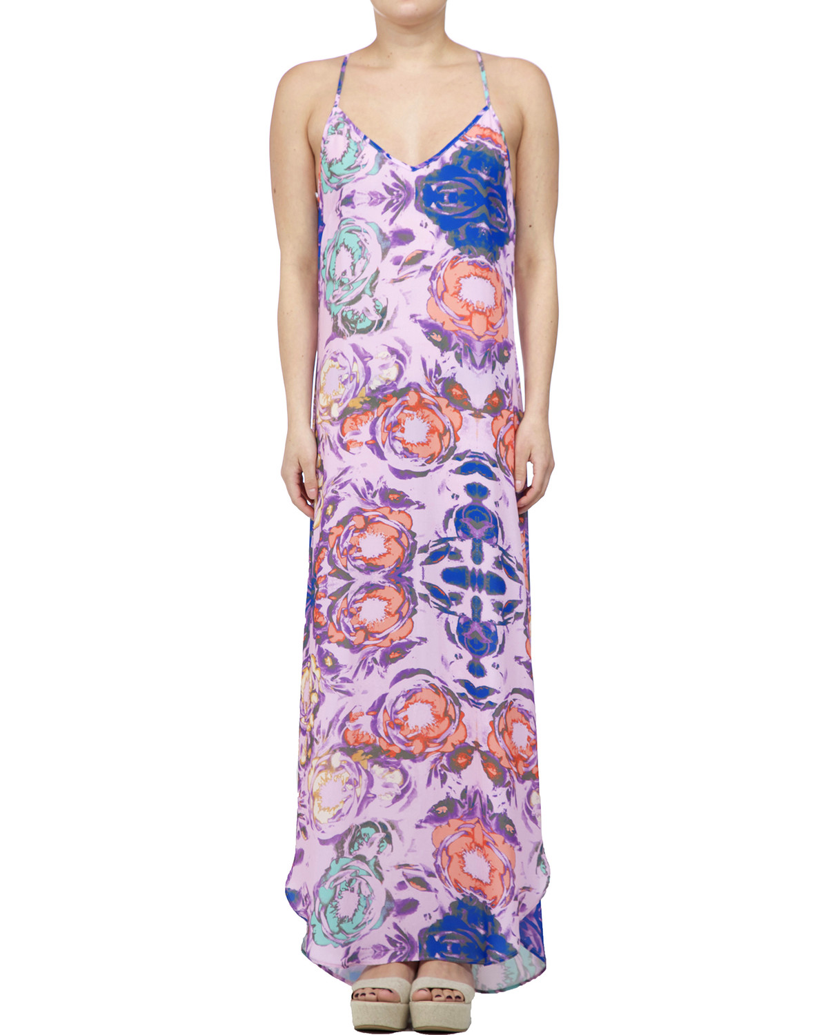Glam Women's Sleeveless Floral Maxi Dress