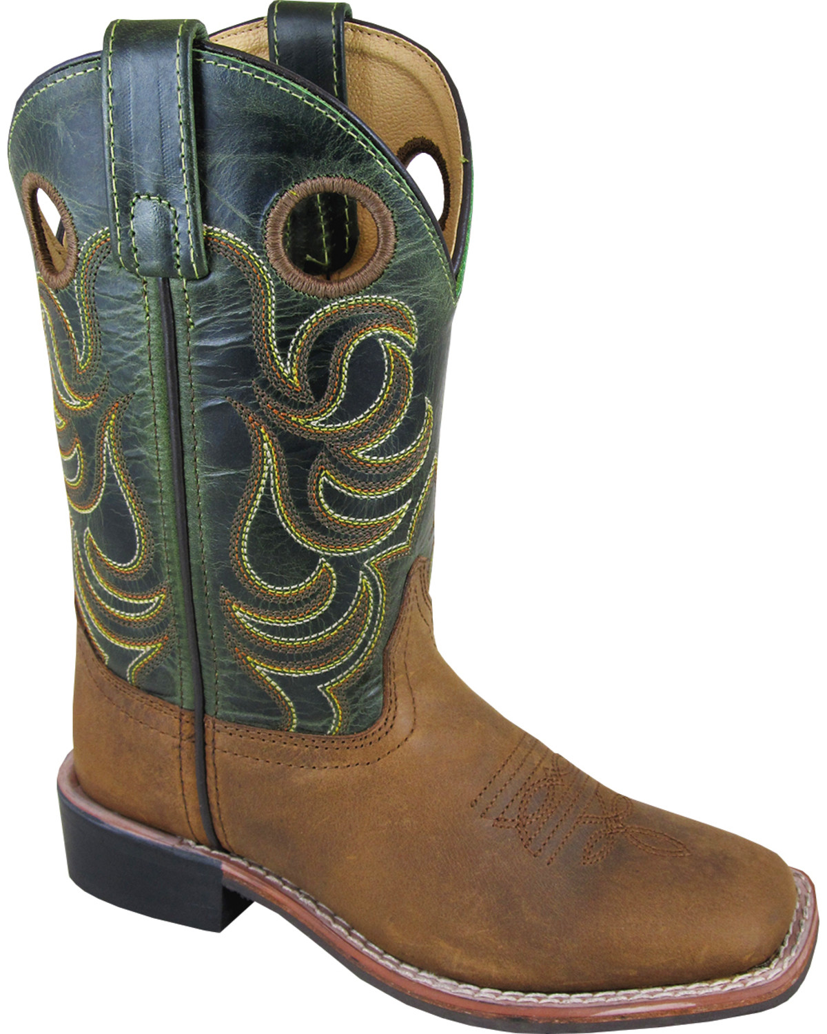 Smoky Mountain Boys' Green Jesse Western Boots - Square Toe