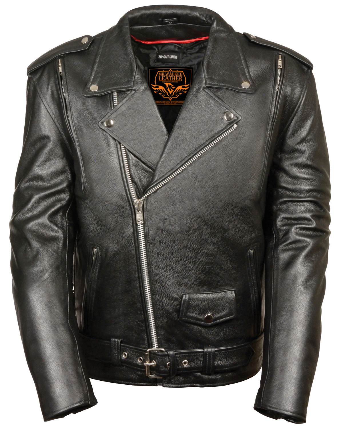 Milwaukee Leather Men's Black Vented Side Lace Motorcycle Jacket