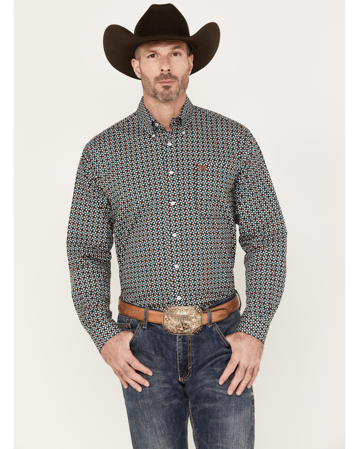 Cinch Men's Geo Print Button Down Long Sleeve Western Shirt