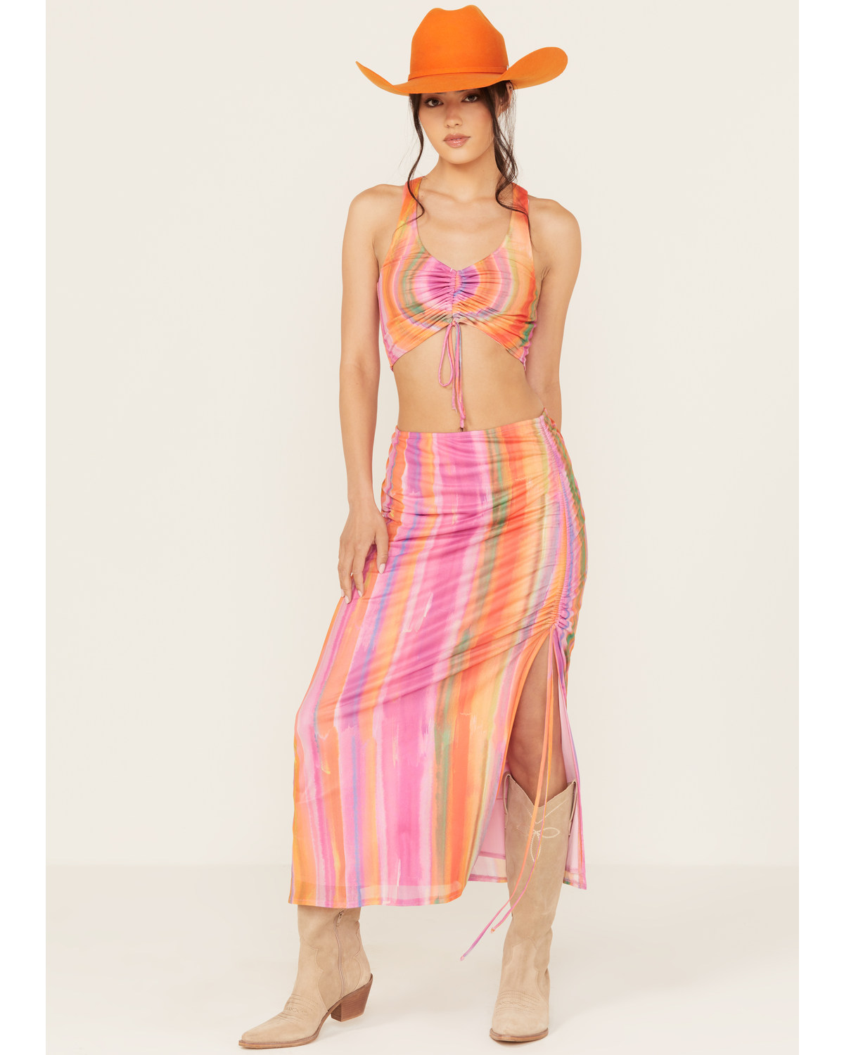 Show Me Your Mumu Women's Dazy Mesh Striped Midi Skirt