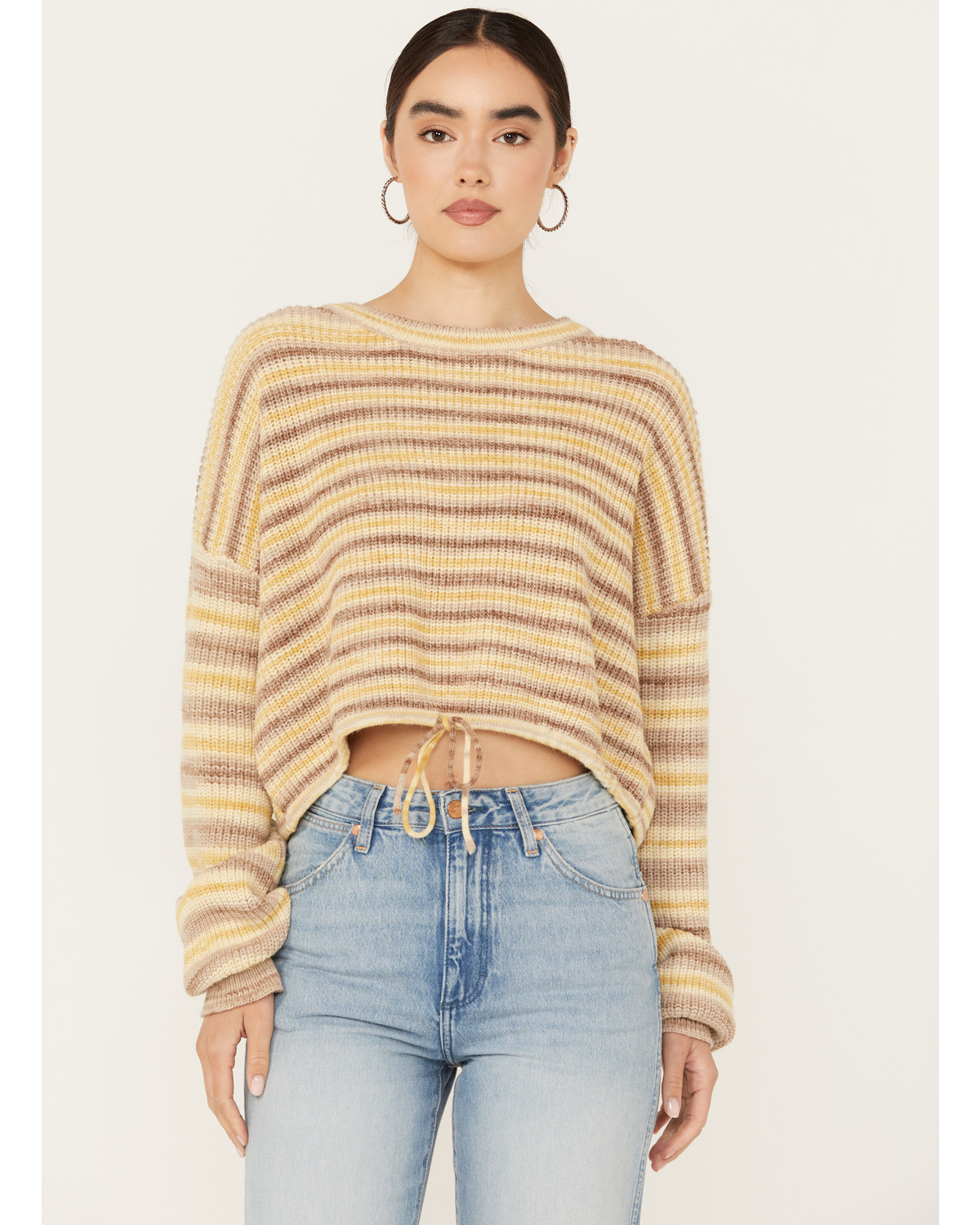 Revel Women's Striped Cinched Bottom Sweater