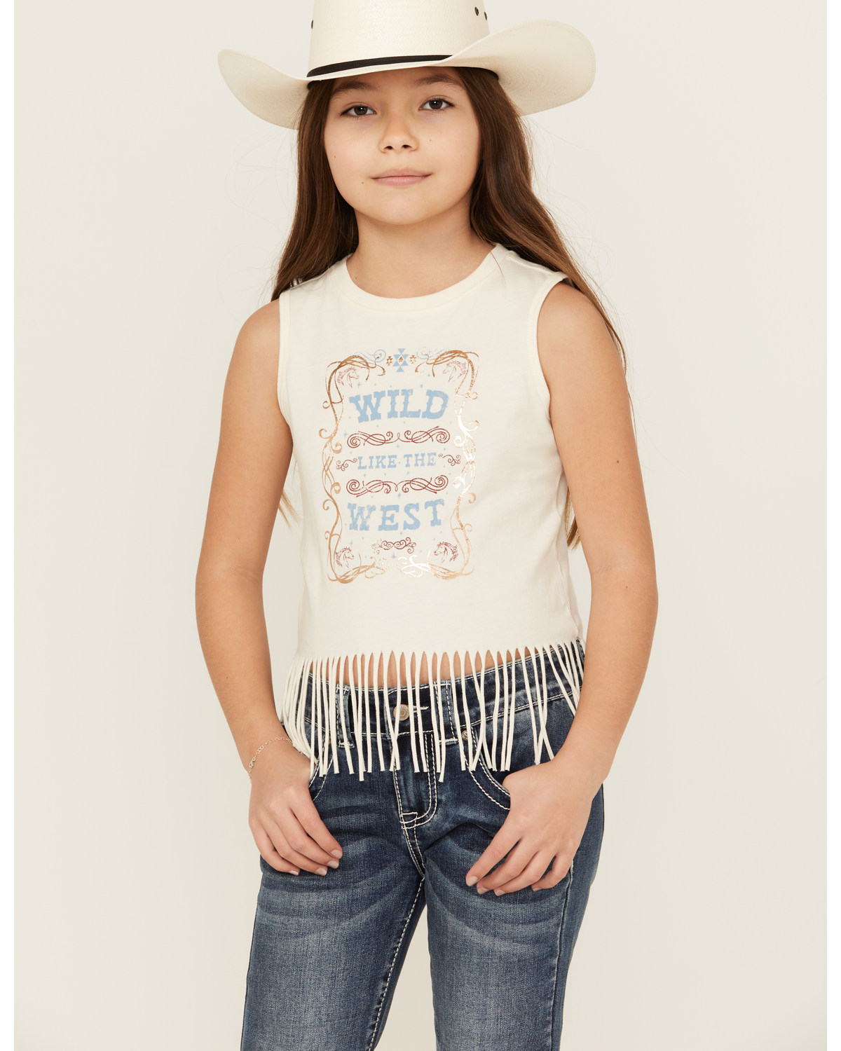 Shyanne Girls' Wild Like The West Fringe Graphic Tank Top