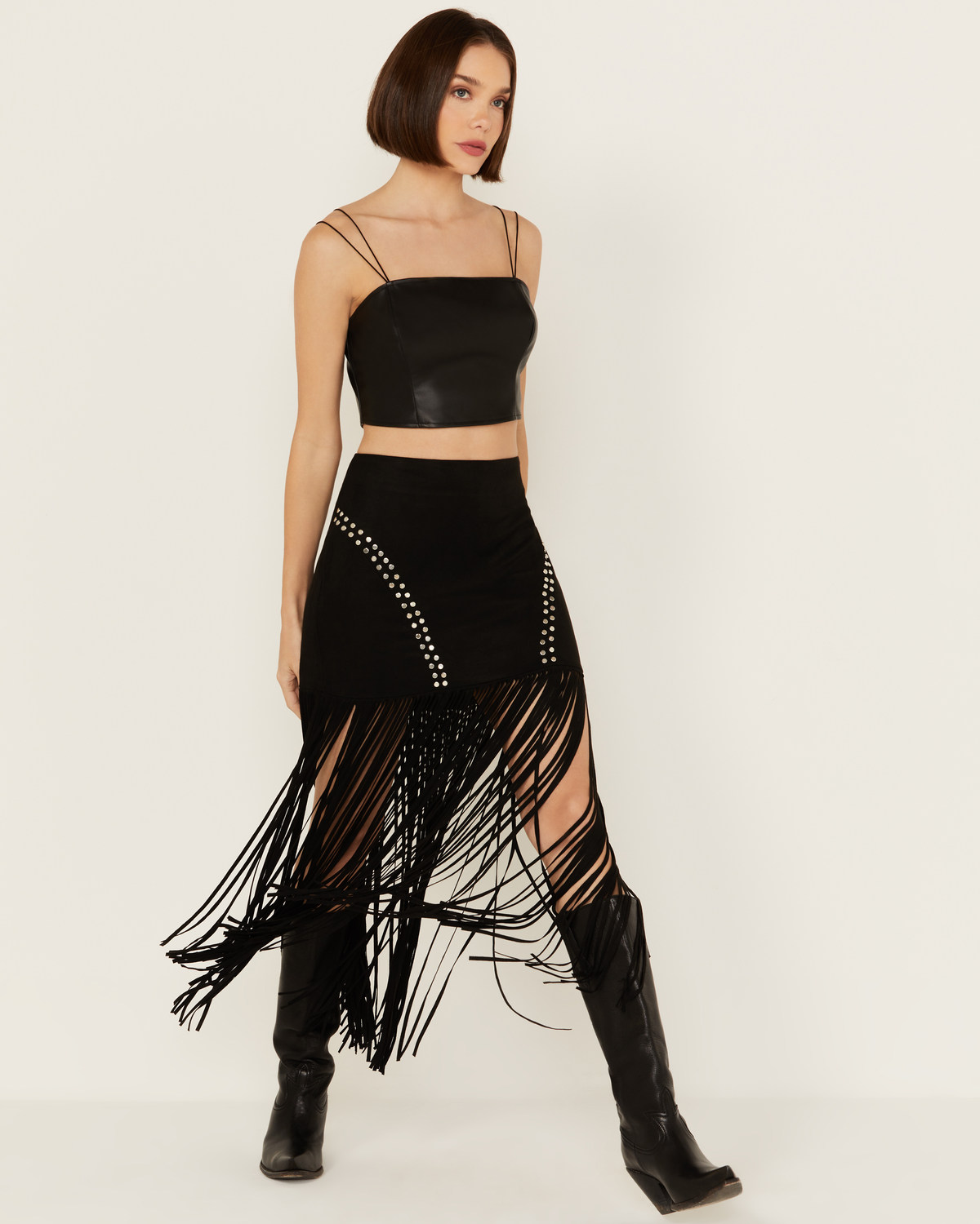 Vocal Women's Fringe Studded Skirt