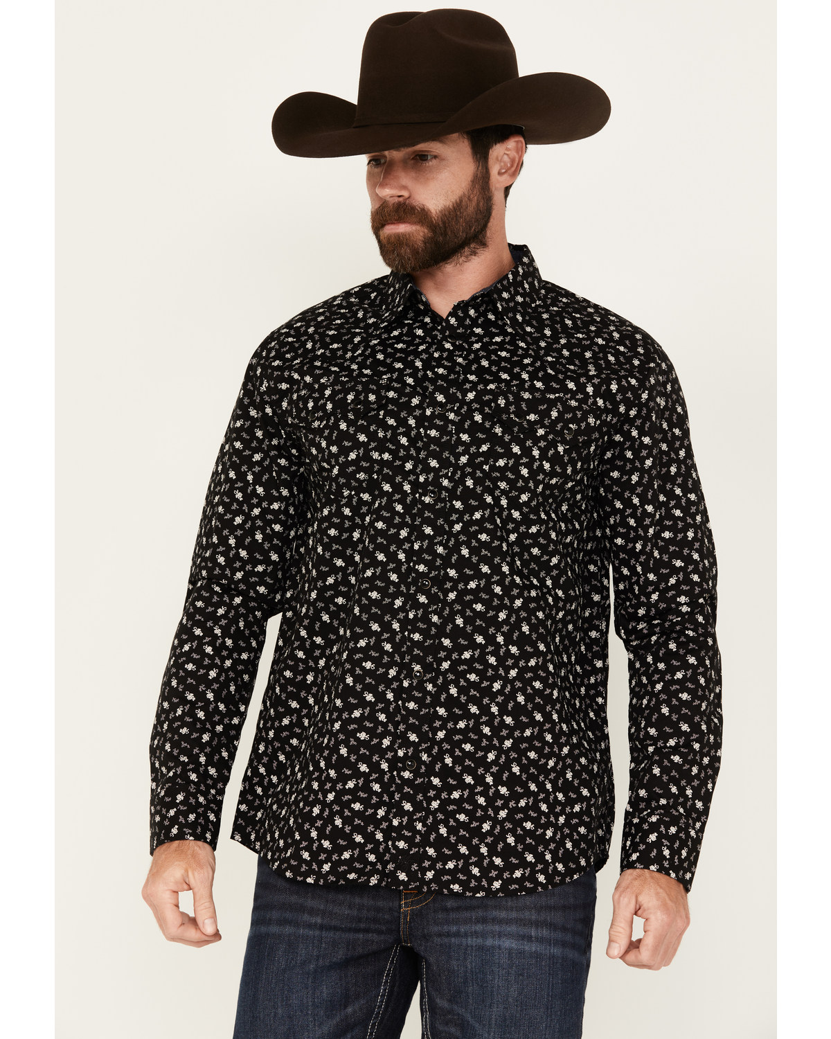 Moonshine Spirit Men's Good Vibes Floral Long Sleeve Snap Western Shirt
