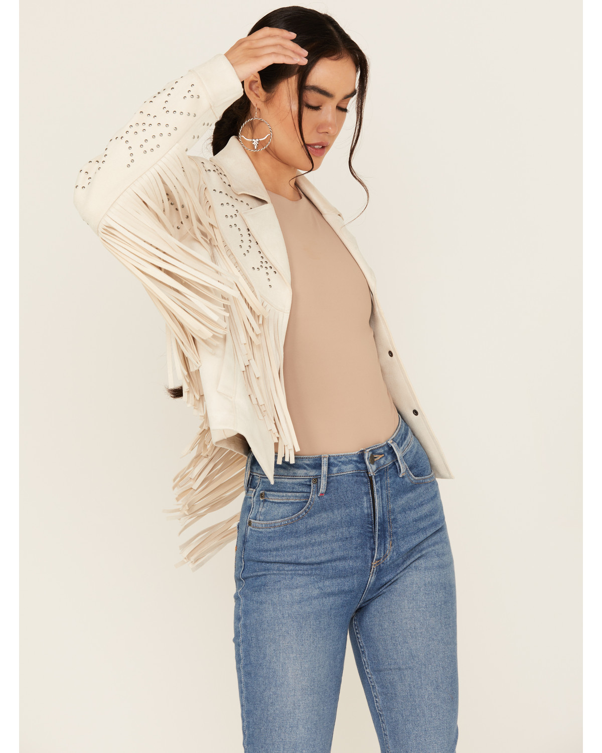 Idyllwind Women's Blair Fringe and Studded Faux Suede Snap Jacket