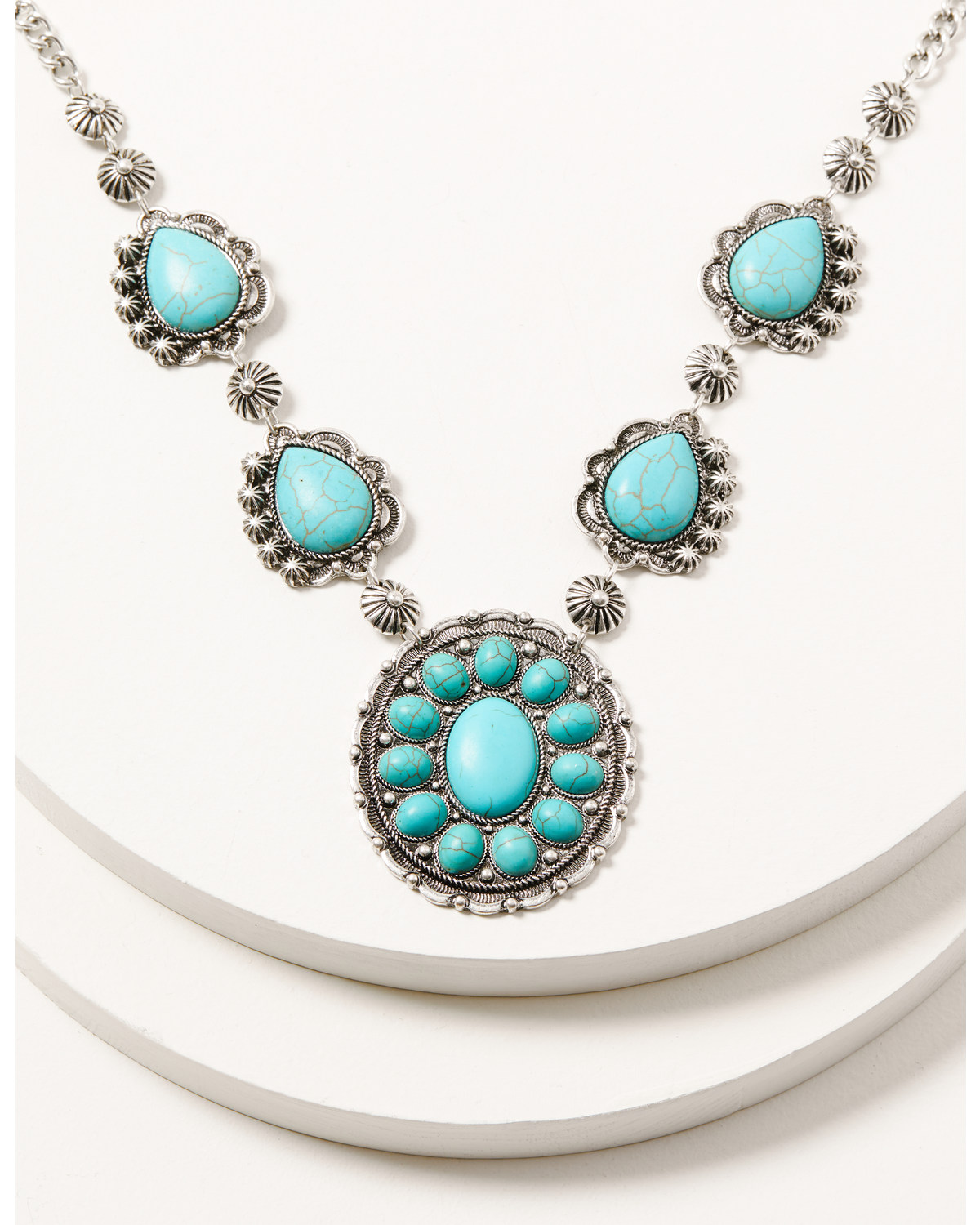 Shyanne Women's Silver & Turquoise Concho Statement Necklace