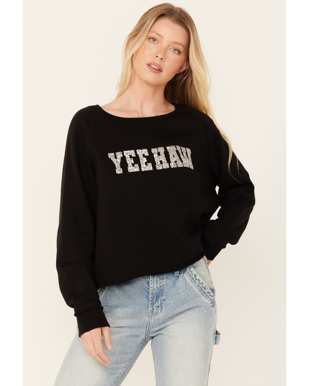 Blended Women's Yee Haw Sequins Graphic Long Sleeve Tee
