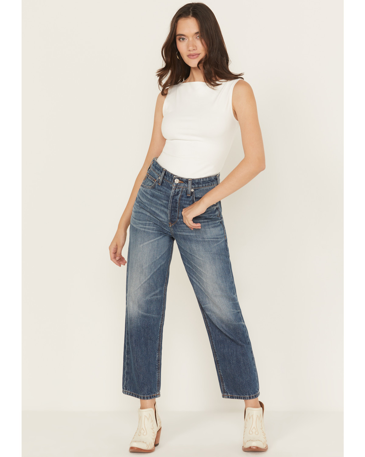 Ariat Women's Dark Wash Ultra High Rise Tomboy Relaxed Straight Denim Jeans