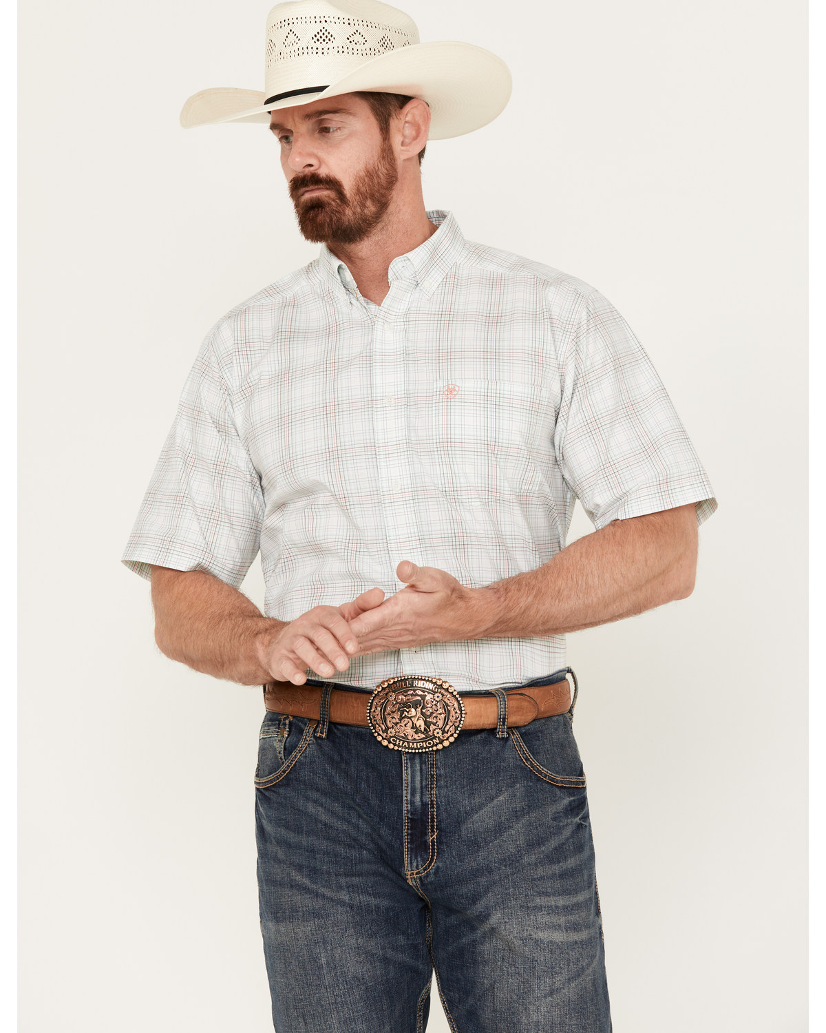 Ariat Men's Alec Plaid Print Classic Fit Short Sleeve Button-Down Western Shirt