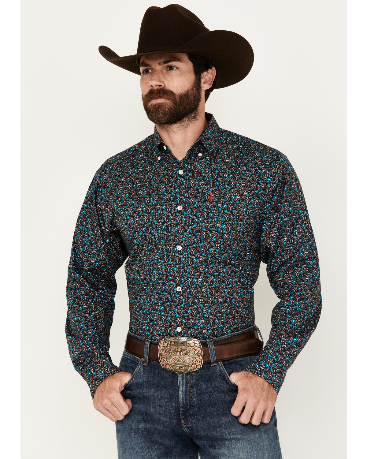Ariat Men's Gryffin Floral Paisley Print Long Sleeve Button-Down Western Shirt